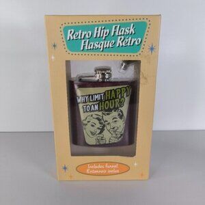 NWT Marks Calgary Retro 50s Style Comic Graphic Funnel Hip Flask 6oz